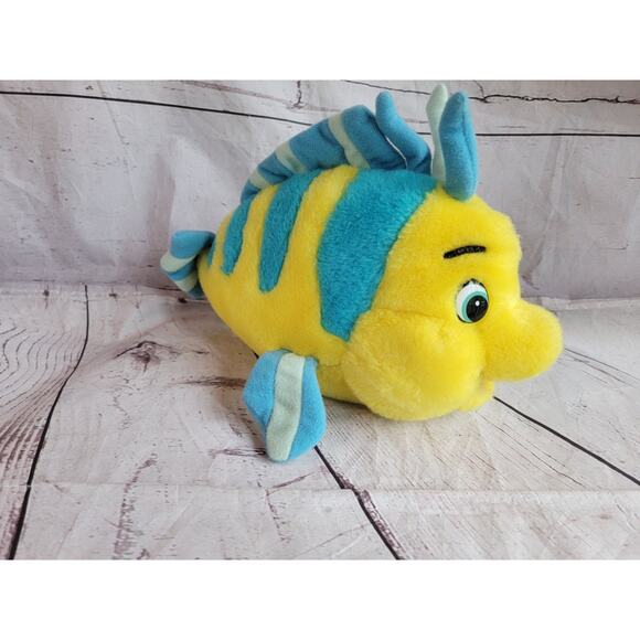 Vintage Disney The Little Mermaid Flounder 11in Stuffed Animal Plush - Picture 2 of 10